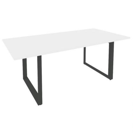 Стол для переговоров Onix Direct O.MO-PRG-19 на металлокаркасе (белый бриллиант/антрацит, 1980х980х750 мм)